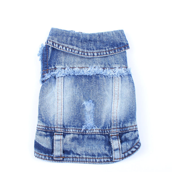 Pet Dog Cat Blue Denim Jeans Jacket Coat Vest - Furr Baby Gifts