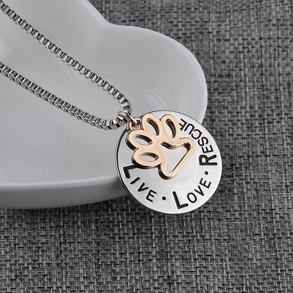 Round Dog Paw Tag Short Necklace - Furr Baby Gifts