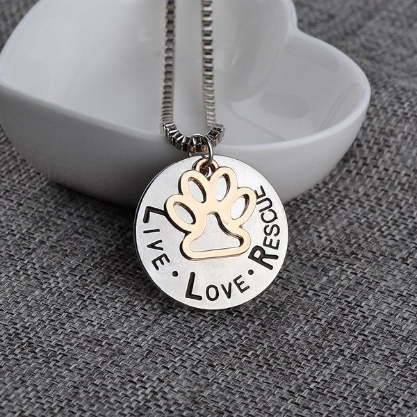 Round Dog Paw Tag Short Necklace - Furr Baby Gifts