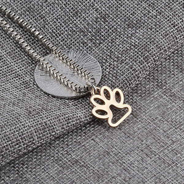 Round Dog Paw Tag Short Necklace - Furr Baby Gifts
