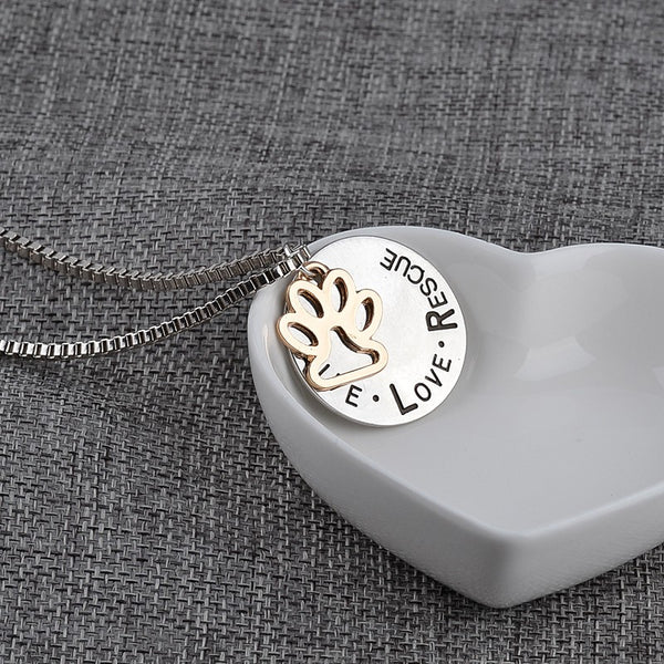 Round Dog Paw Tag Short Necklace - Furr Baby Gifts
