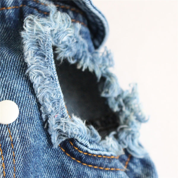 Pet Dog Cat Blue Denim Jeans Jacket Coat Vest - Furr Baby Gifts