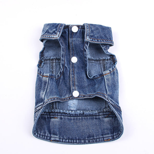 Pet Dog Cat Blue Denim Jeans Jacket Coat Vest - Furr Baby Gifts