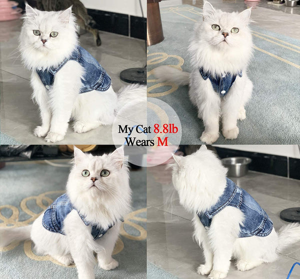 Pet Dog Cat Blue Denim Jeans Jacket Coat Vest - Furr Baby Gifts