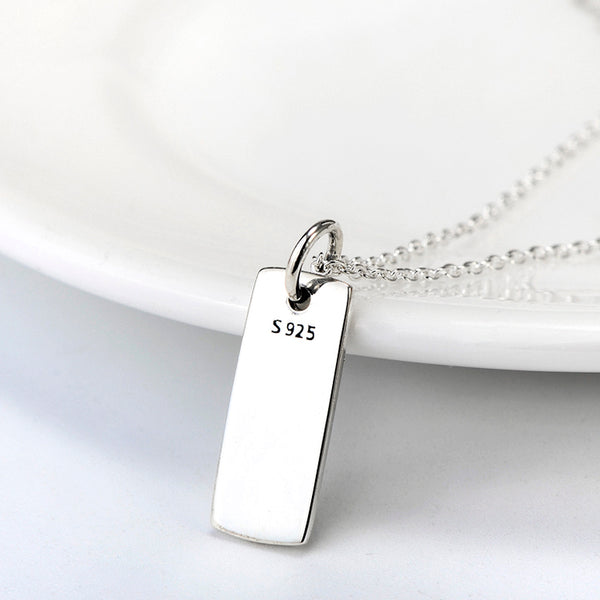 Ladies Glossy Square Dog Paw Print Tag Necklace - Furr Baby Gifts
