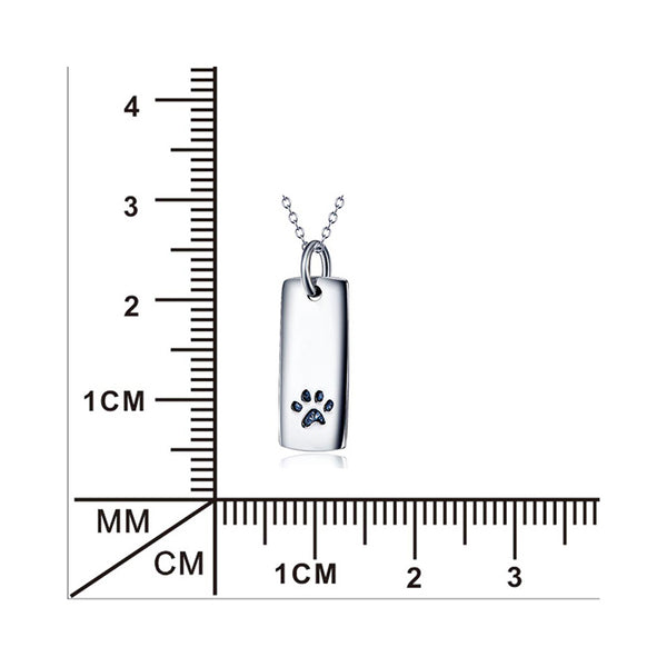 Ladies Glossy Square Dog Paw Print Tag Necklace - Furr Baby Gifts
