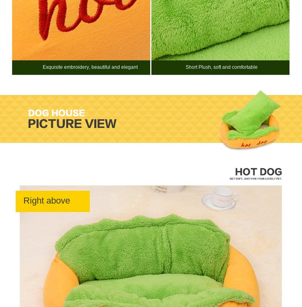 Hot Dog Shaped Pet Bed - Furr Baby Gifts