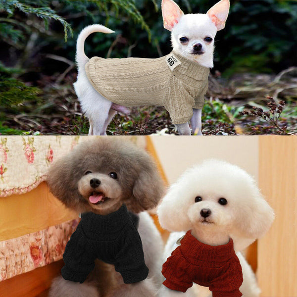 Winter Warm Knitted Turtleneck Sweater for Small Dogs or Cats - Furr Baby Gifts