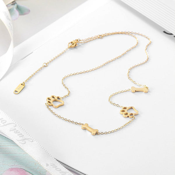 Puppy Paw and Bone Necklace - Furr Baby Gifts