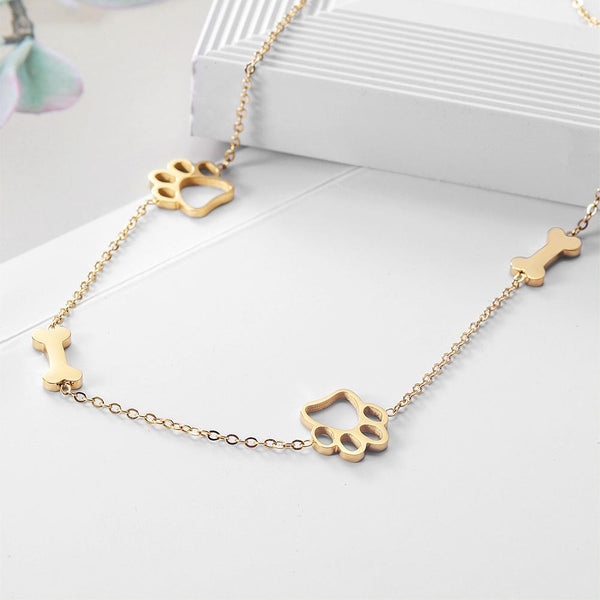 Puppy Paw and Bone Necklace - Furr Baby Gifts