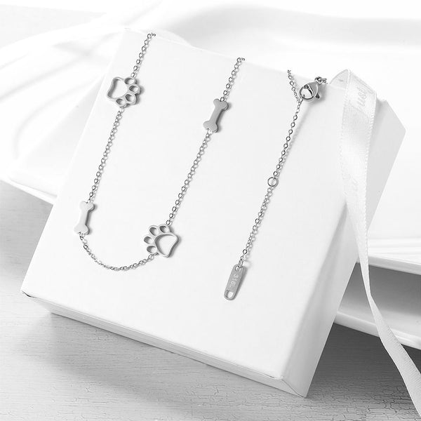 Puppy Paw and Bone Necklace - Furr Baby Gifts