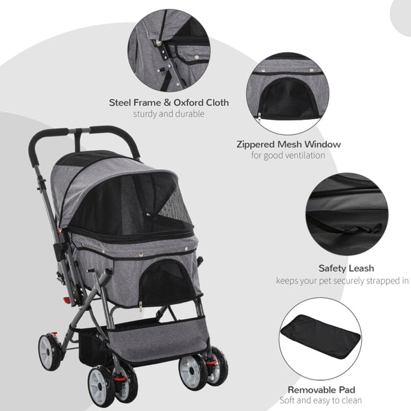 Pet Foldable Travel Carriage Stroller with Reversible Handle - Furr Baby Gifts
