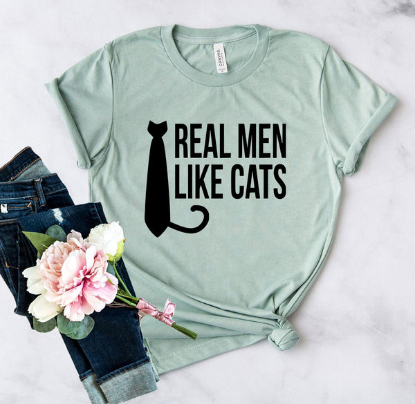 Real Men Like Cat T-Shirt - Furr Baby Gifts