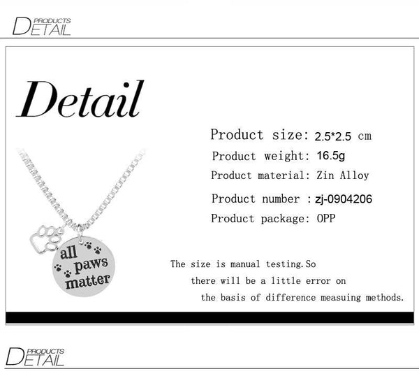 All Paws Matter Pendant Necklace - Furr Baby Gifts