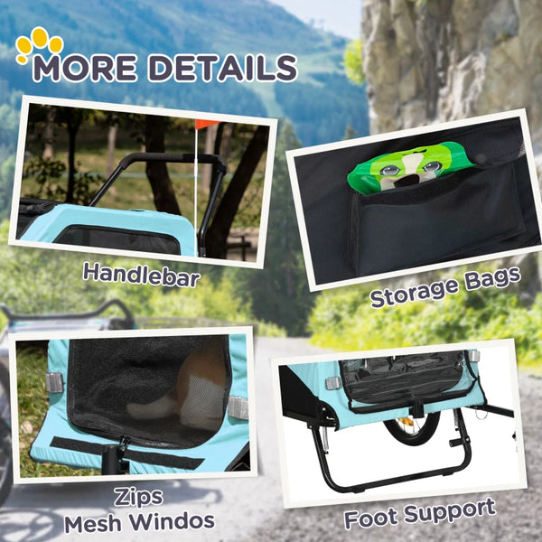 2-in-1 Dog Bike Trailer Pet Stroller Carrier for Large Dogs