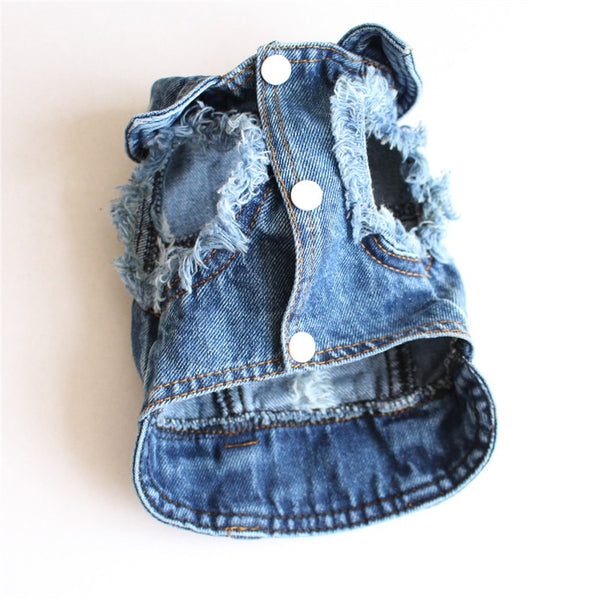 Pet Dog Cat Blue Denim Jeans Jacket Coat Vest - Furr Baby Gifts