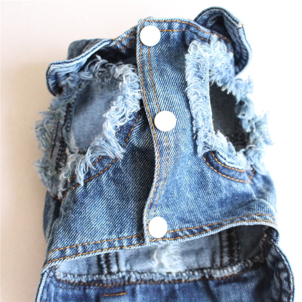 Pet Dog Cat Blue Denim Jeans Jacket Coat Vest - Furr Baby Gifts