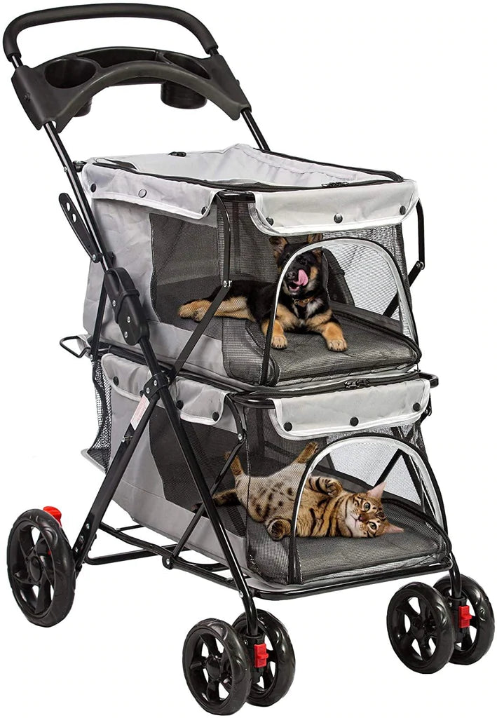 Folding Premium Double Pet Stroller - Furr Baby Gifts