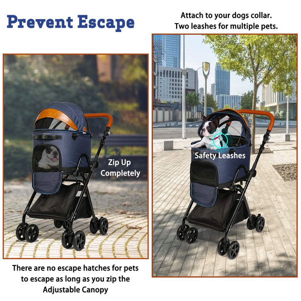 Luxury Folding Pet Stroller for Medium Dogs Cats - Furr Baby Gifts