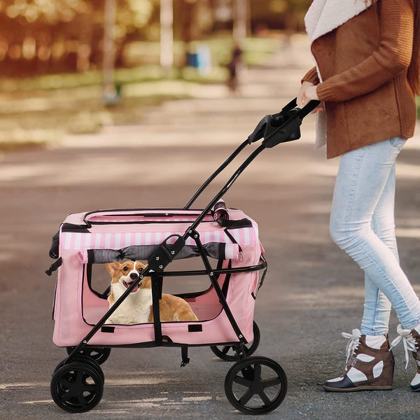 Pink Folding Travel Dog Stroller - Furr Baby Gifts