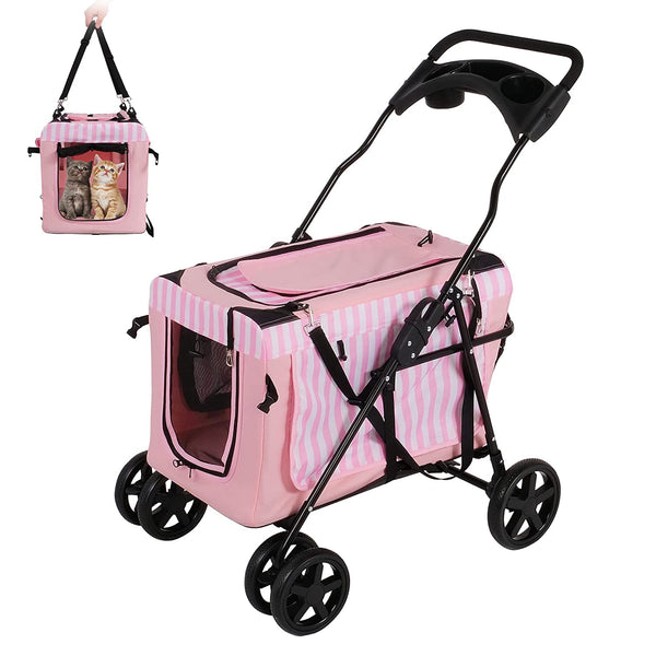 Pink Folding Travel Dog Stroller - Furr Baby Gifts