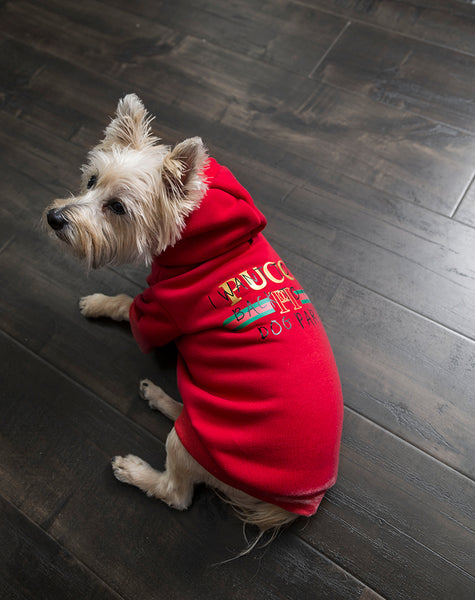 Pucci Dog Park Red Hoodie | Dog Clothing - Furr Baby Gifts