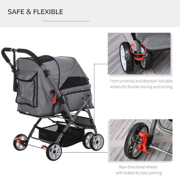 Pet Foldable Travel Carriage Stroller with Reversible Handle - Furr Baby Gifts