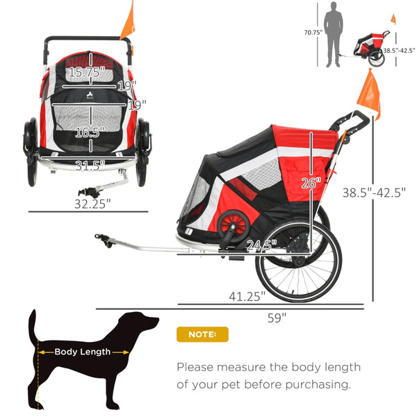 2-in-1 Travel Pet Dog Stroller Bicycle Trailer - Furr Baby Gifts