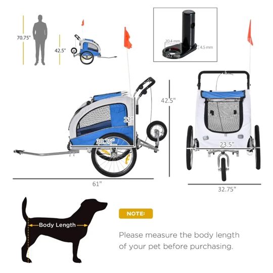 Elite II 2-In-1 Pet Dog Bike Trailer and Stroller - Furr Baby Gifts