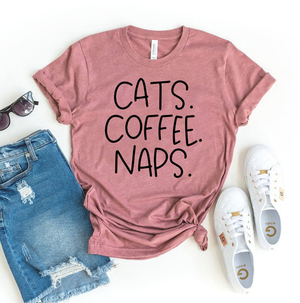Cats Coffee Naps T-Shirt - Furr Baby Gifts
