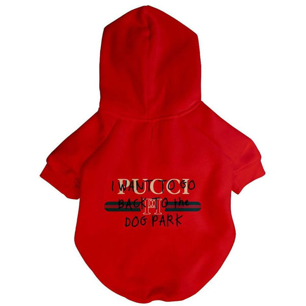 Pucci Dog Park Red Hoodie | Dog Clothing - Furr Baby Gifts