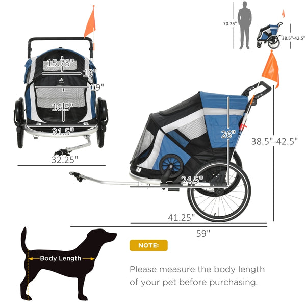 2-in-1 Travel Pet Dog Stroller Bicycle Trailer - Furr Baby Gifts
