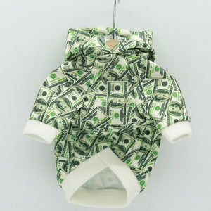 Money Print Dog Hoodie - Furr Baby Gifts