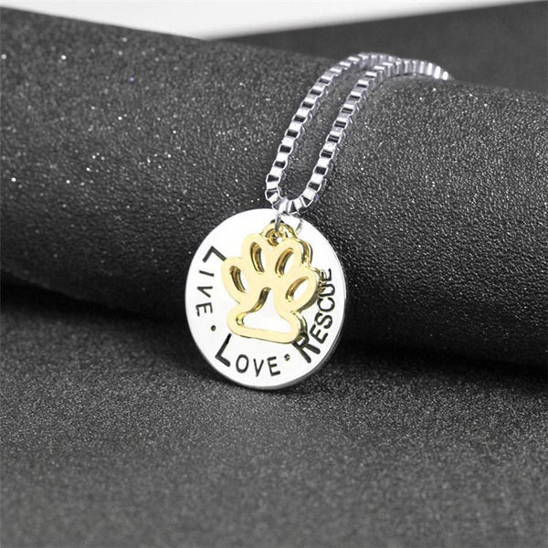 Round Dog Paw Tag Short Necklace - Furr Baby Gifts