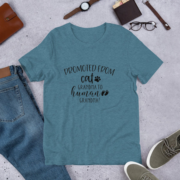 Promoted from Cat Grandma to Human Grandma T-Shirt - Furr Baby Gifts
