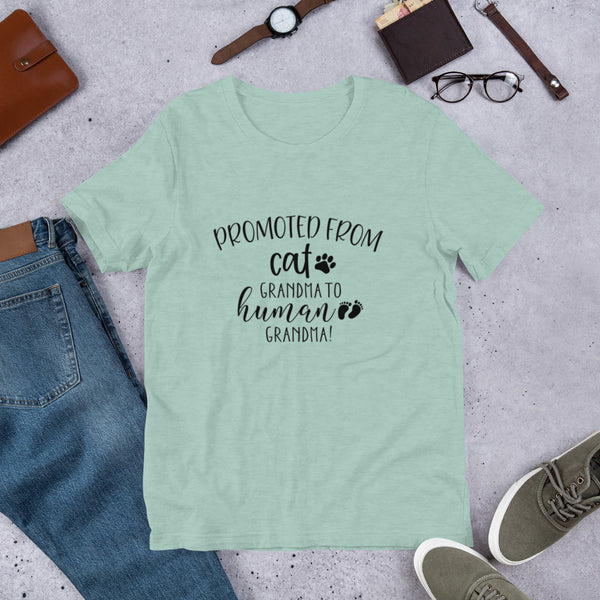 Promoted from Cat Grandma to Human Grandma T-Shirt - Furr Baby Gifts